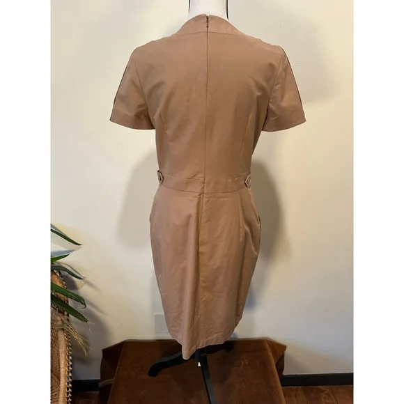 REISS | Quiet Luxury Wrap-Style Belted Dress | Camel Neutral | US 8 - Picture 3 of 11